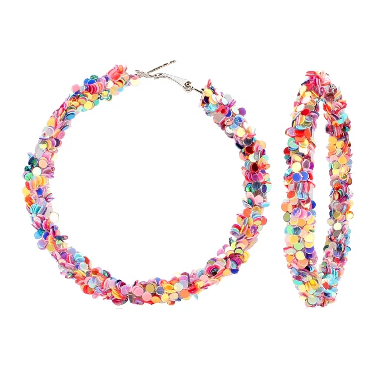 

Multiple Sequin Star Hoop Earrings Star Earrings Glitter Earrings