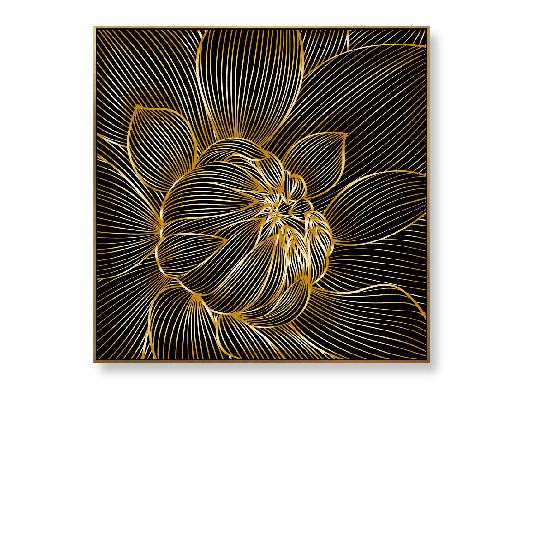 

Modern Art HD Picture Abstract Gold Foil Flower Canvas Print Painting for Home Decoration