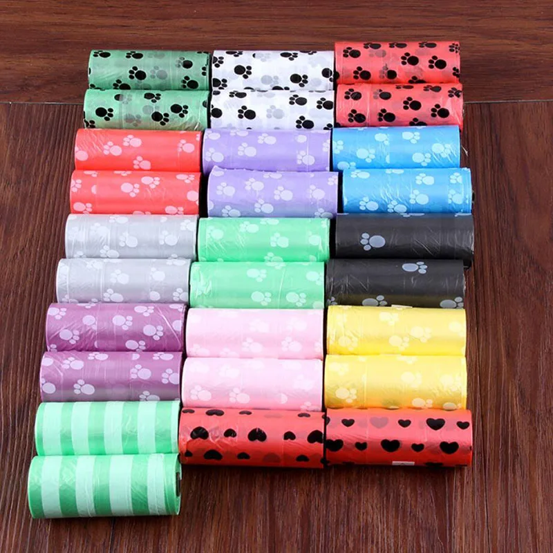 

5Rolls 100pcs Printing Cat Dog Poop Bags Outdoor Home Clean Refill Garbage Bag High Quality