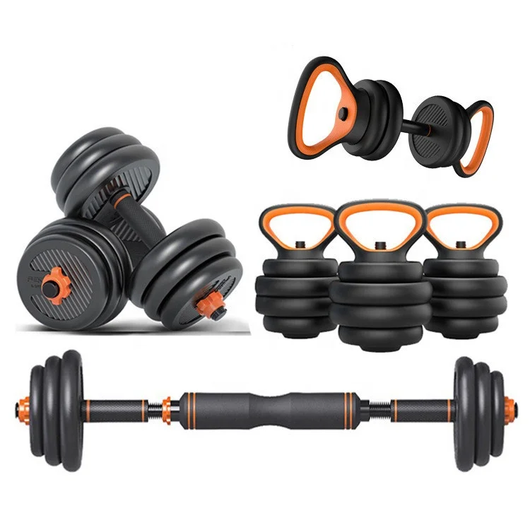 

10kg 20kg 30kg 40kg 50kg Adjustable dumbbel kettlebell barbell set pair manubri regolabili palestra, Black+orange