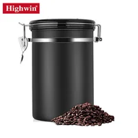 

Highwin Factory 750g Stainless Steel Black Painting Airtight Coffee Canister Set With Co2 Valve/Date