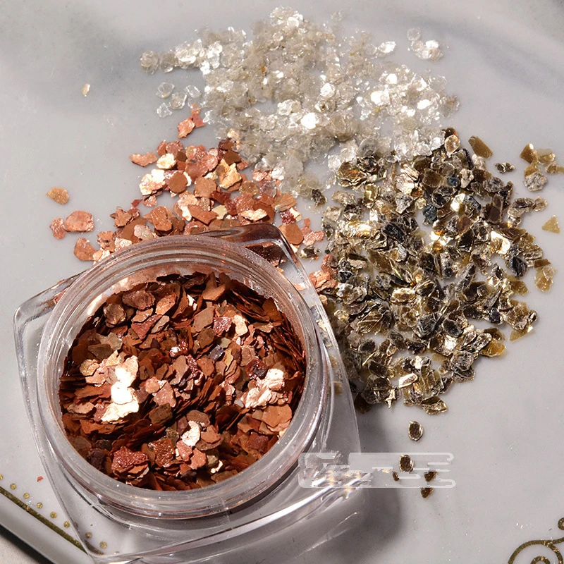 

Wholesale Colorful Cosmetic Grade Holographic Nail Glitter Decoration Metallic Mirror Effect Nail Powder, 6 colors