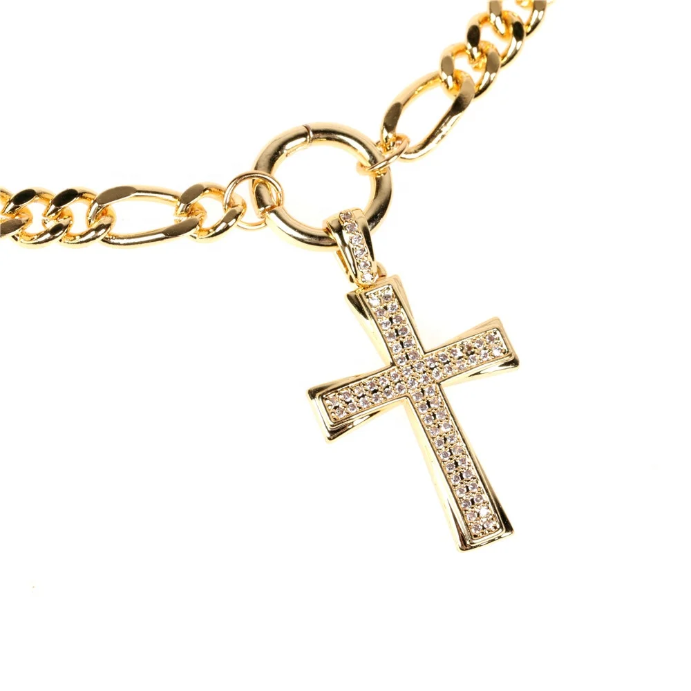 

Latest Fashion Vintage Diamond Cross Pendant Necklace Chunky Chain Cuban Necklaces