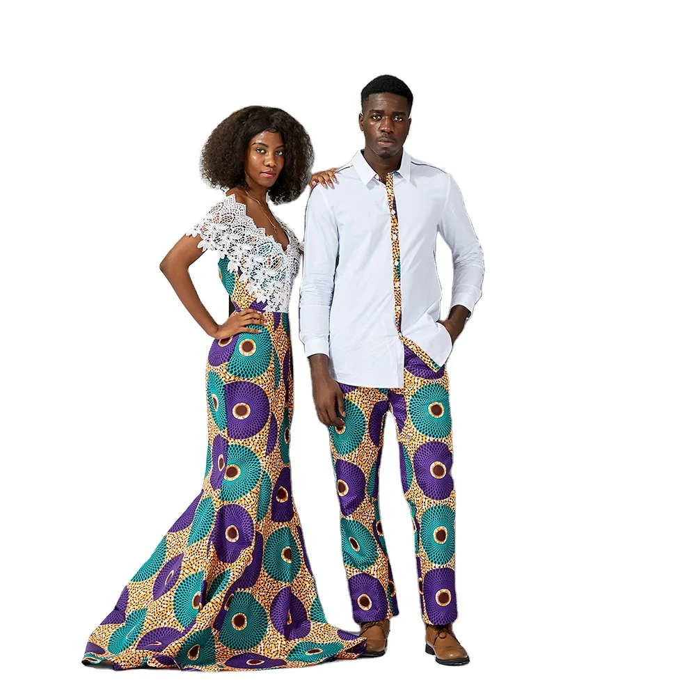 

Custom African Wax Fabric 100% Cotton Two Pieces Fashionable Men Shirts Casual Men Party Clothes, As picture