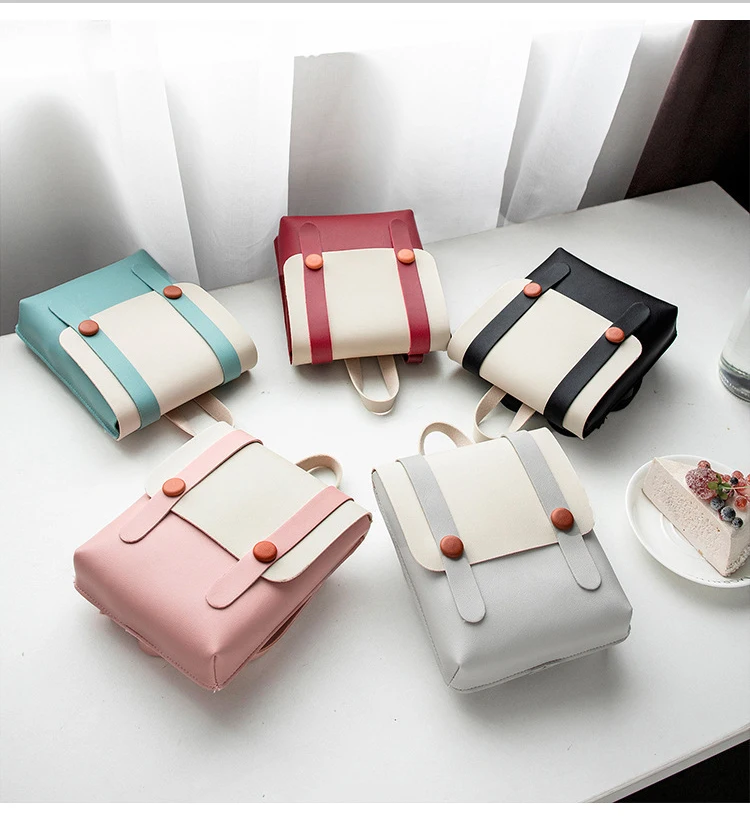 

2021 New fashion color girls pu leather bag Double Shoulder Bags