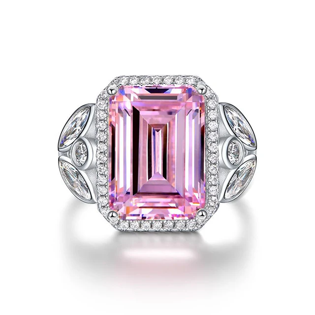 

New fashion rectangle diamond woman ring 10*14mm female 925 sterling silver rings women