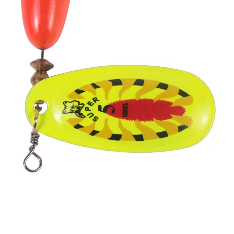 

Hot selling long-throw rotating bionic bait hard bait metal spoon lure with treble hooks, 7 colors