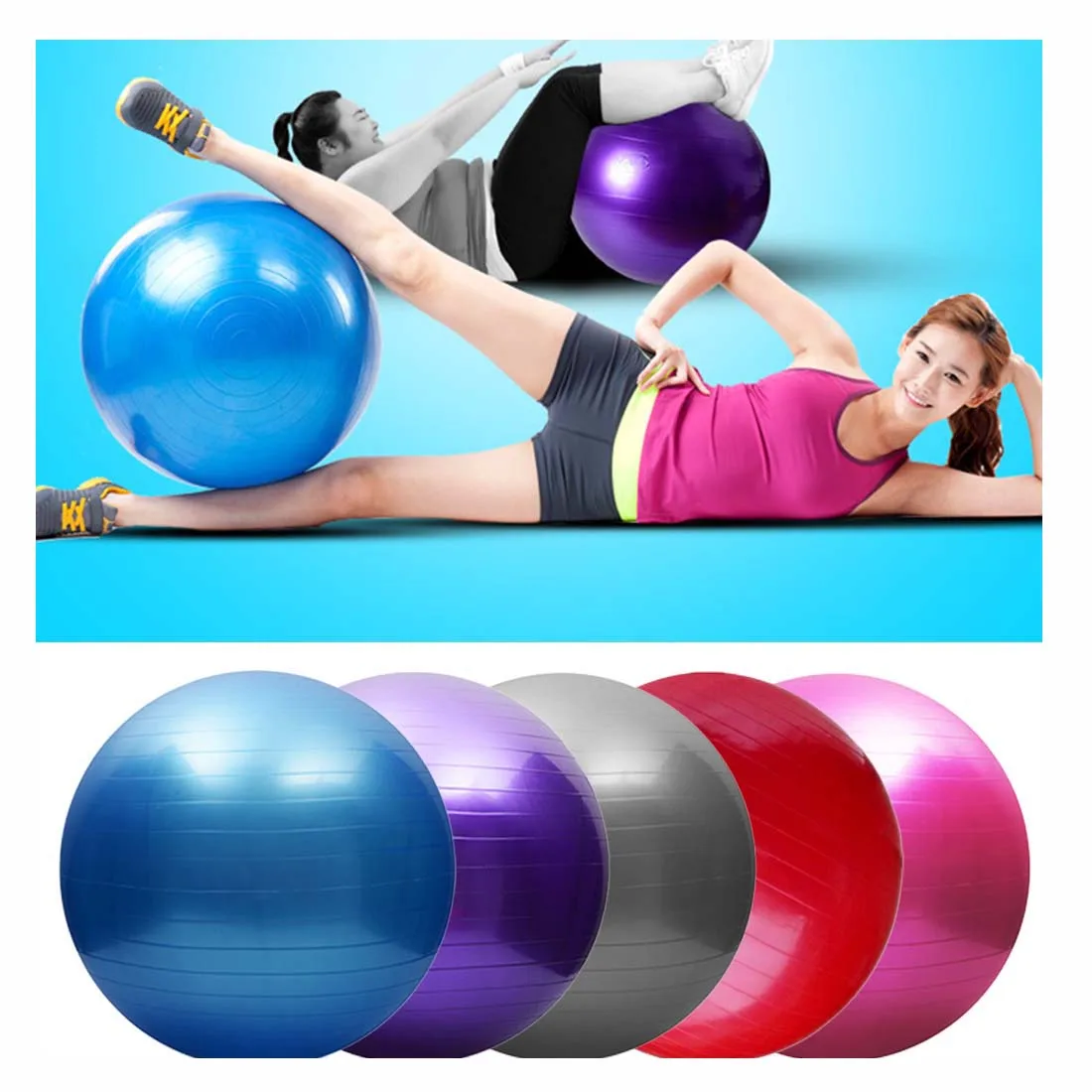 

Pilate inflatable PVC Gym ball Exercise Yoga ball for women, Pink/purple/blue/green/black