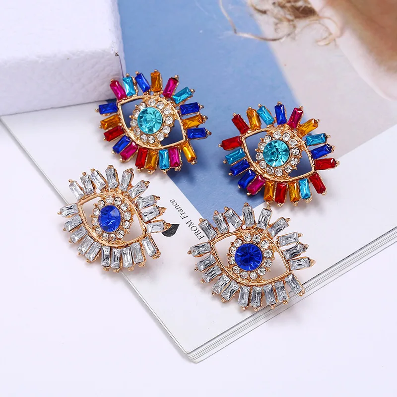 

Wholesale Fashion Vintage Cute Rainbow Crystal Rhinestone Pearl Red Heart Seed Beaded Eye Drop Earrings for Women Jewelry