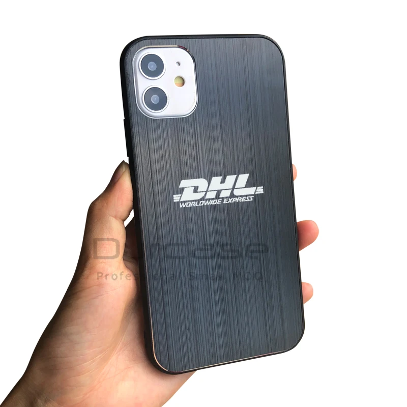 

For Apple TPU Aluminum Metal Mobile Phones Cover Cases Laser Engraving LOGO On Cell Phone Case For iPhone 12 11 Pro Max, Black,silver,gold ect