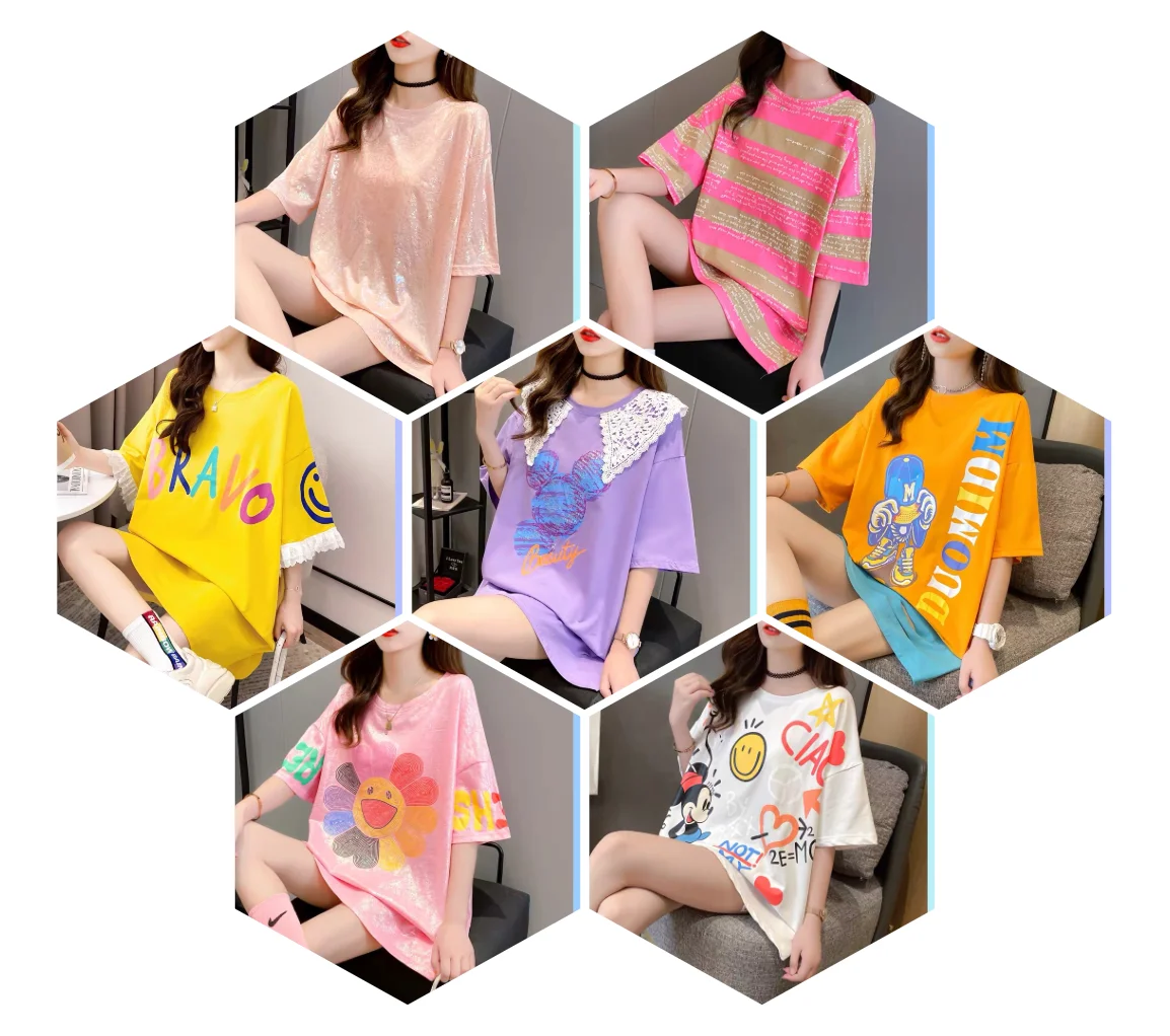 

China Top Quality Custom Printing Graphic 100% Cotton Breathable Anti-Wrinkle Women's t Shirts