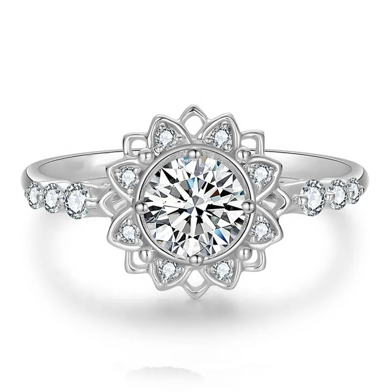 

Fashion Sunflower Rings Inlay 8mm Cubic Zircon Multi Layer Exquisite Jewelry For Women Wedding Engagement Luxury Accessories, Customized color