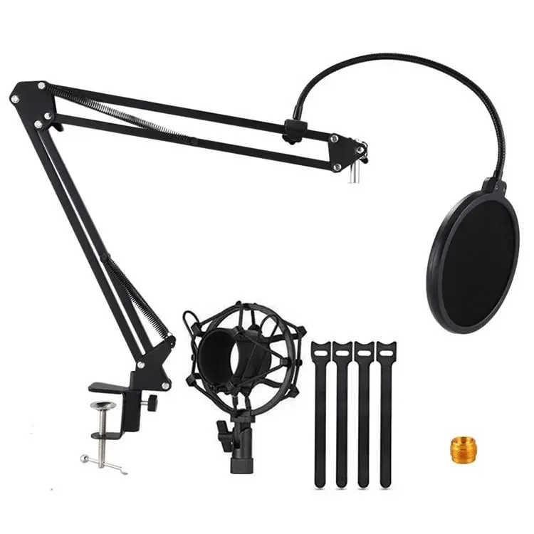 

Wholesale Metal mic shock mount Microphone Arm Stand for livestream studio recording, Black