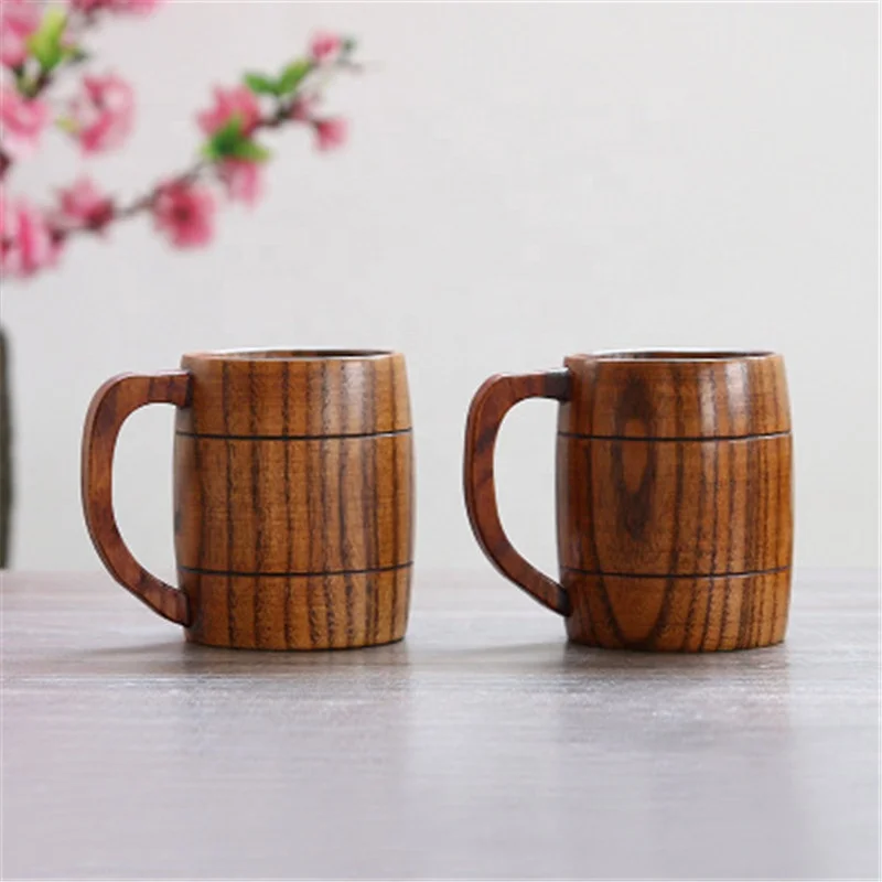 

Wooden Handle Large Capacity Beer Cup, Brown