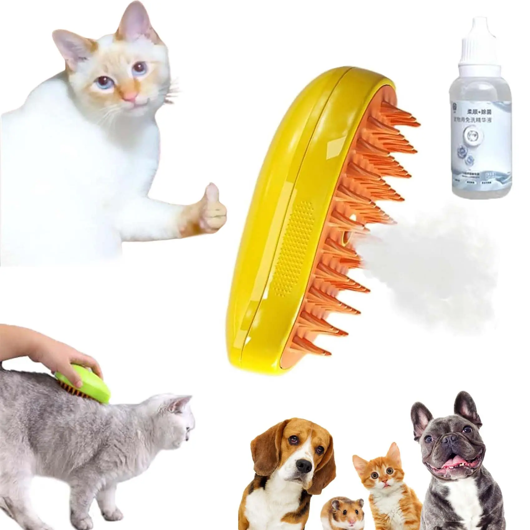 

3 in 1 cat steamy brush multifunctional plastic spray hair comb cat comb hair removal pet magic dog steam brush