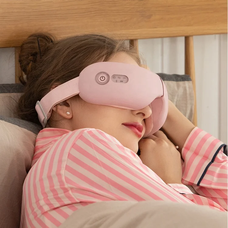 

Wireless Smart Music Pink Eye Fatigue Care Massage Heating Eyes 6 Modes Electric Ems Vibrating 4d Eye Massager With Heat