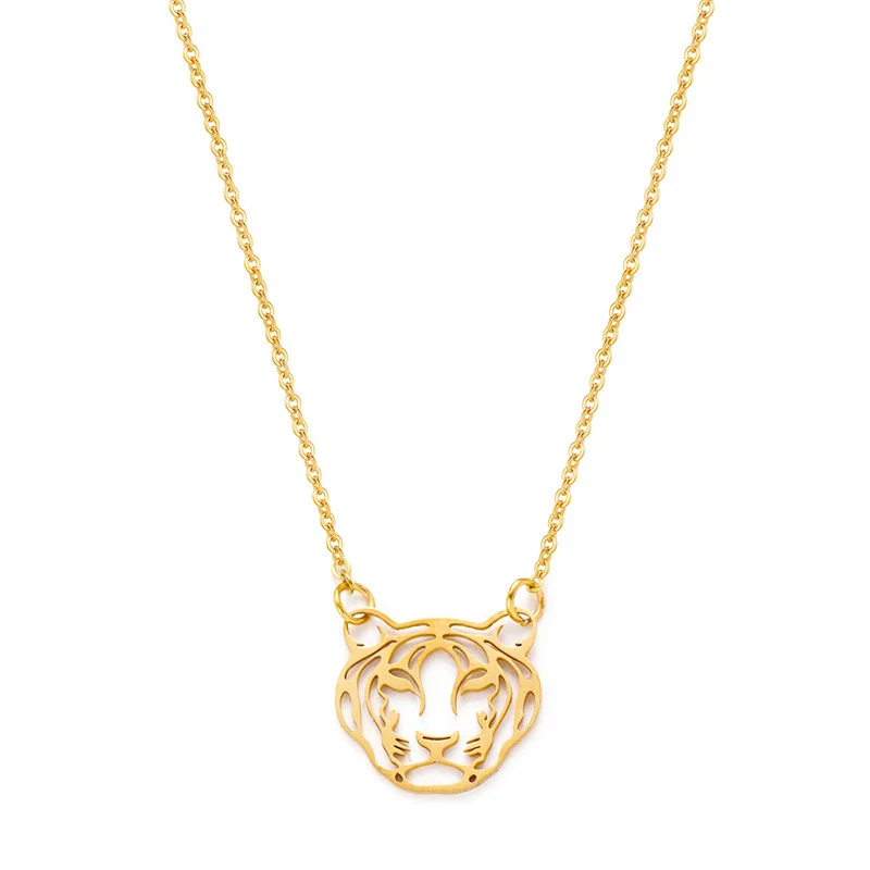 

18K Trendy Stainless Steel Tiger Pendant Necklace, As picture show