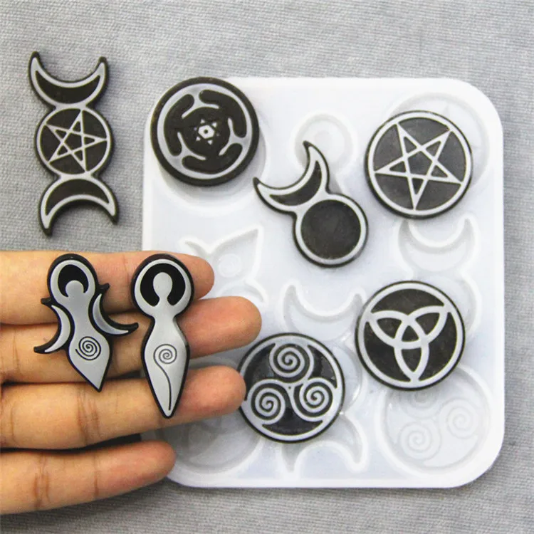 

Y3018 DIY epoxy resin jewelry pendant silicone triple goddess mold, White