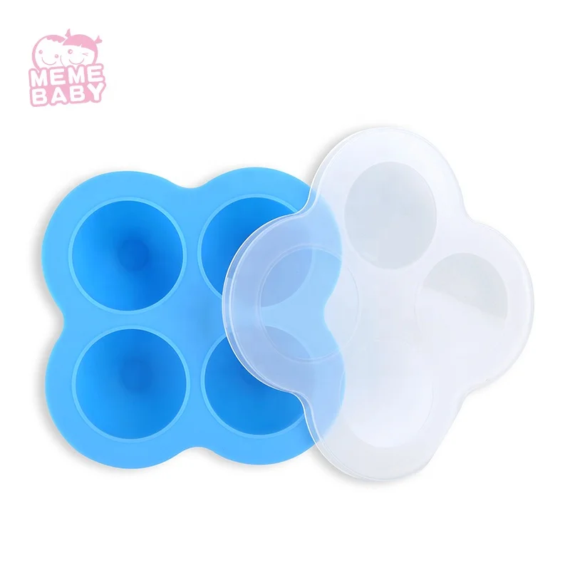 

HIgh Quality Eco-Friendly 4 Cavities Children Silicone Snack Box, Blue,custom