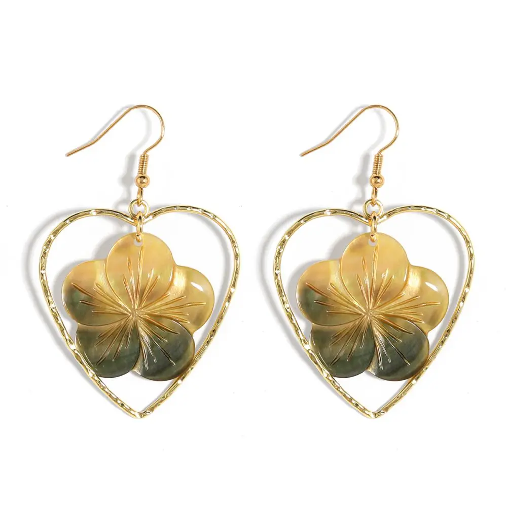 

Ready stock cheap Hawaiian summer heart flower chunky drop earrings fashion statement jewellery for women girls