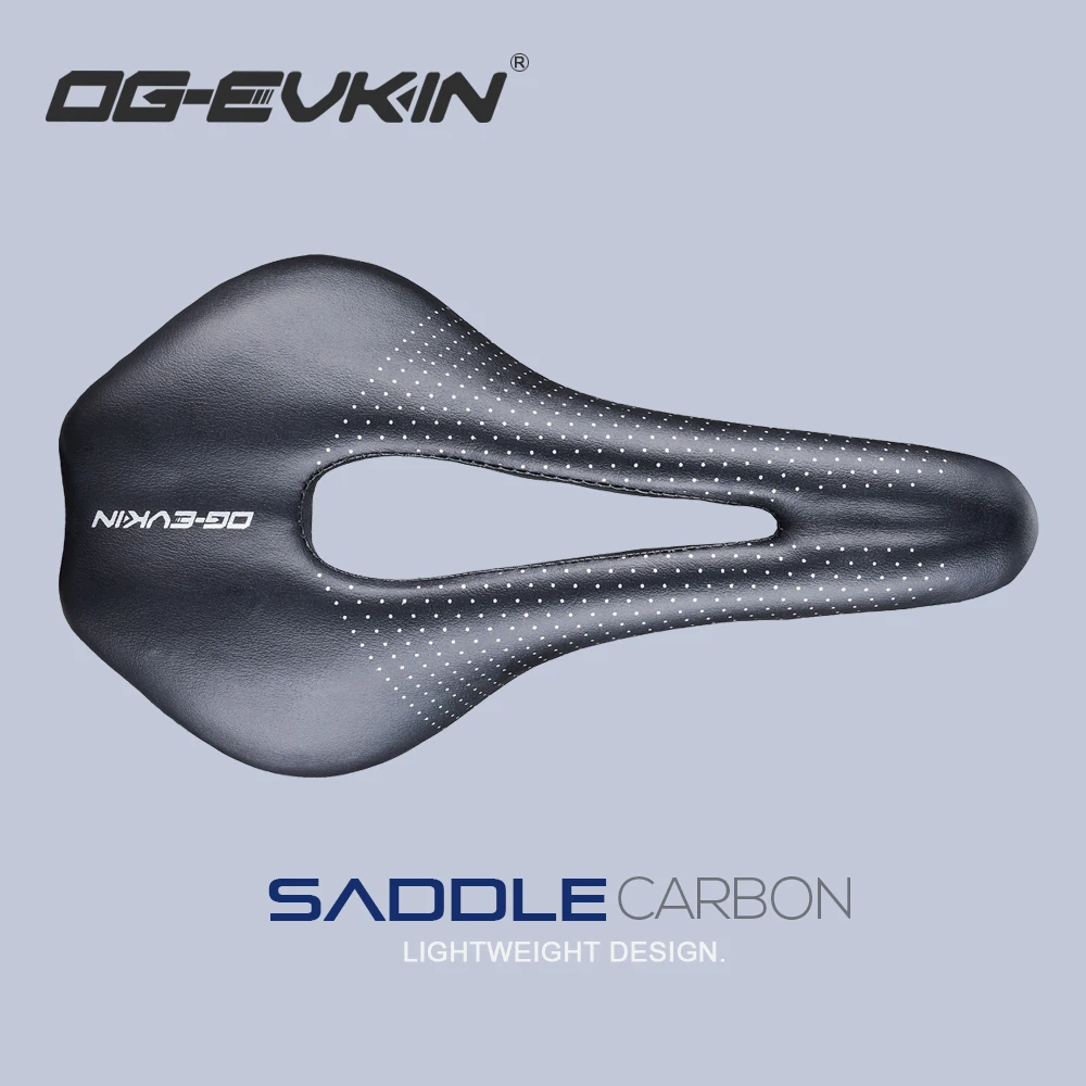 

OG-EVKIN SD-003 Carbon Bicycle Saddle 7x7mm Round Rails Mountain Road Bike EVA Bicycle Seat MTB Ultralight Cycling Bicycle Parts, Black/white