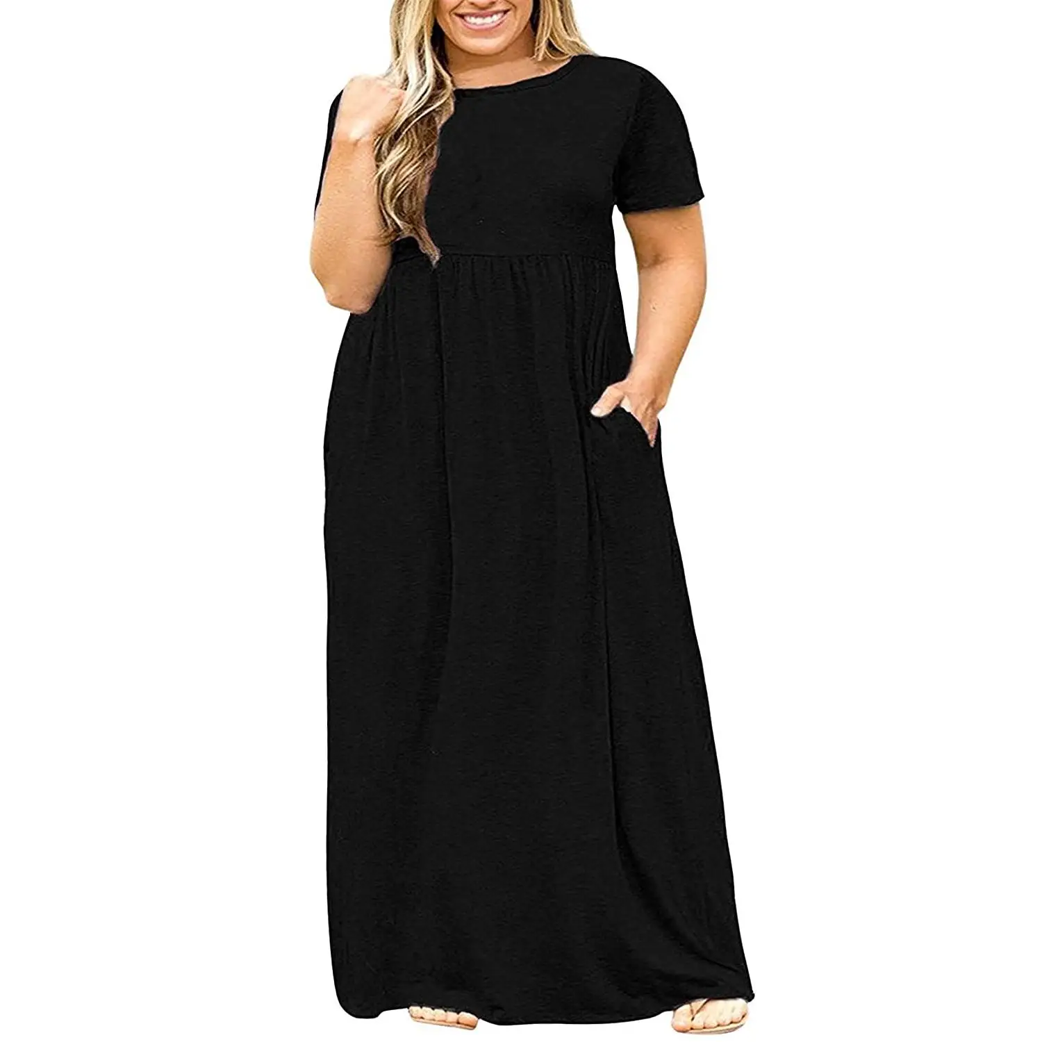 

plus size dresses t shirt 4xl 5xl 6xl 7xl Short Sleeve Maxi Dress plain color women maxi dress, Customized color