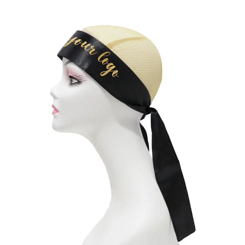 

Customized LOGO satin edge laying scarf headband edge wrap