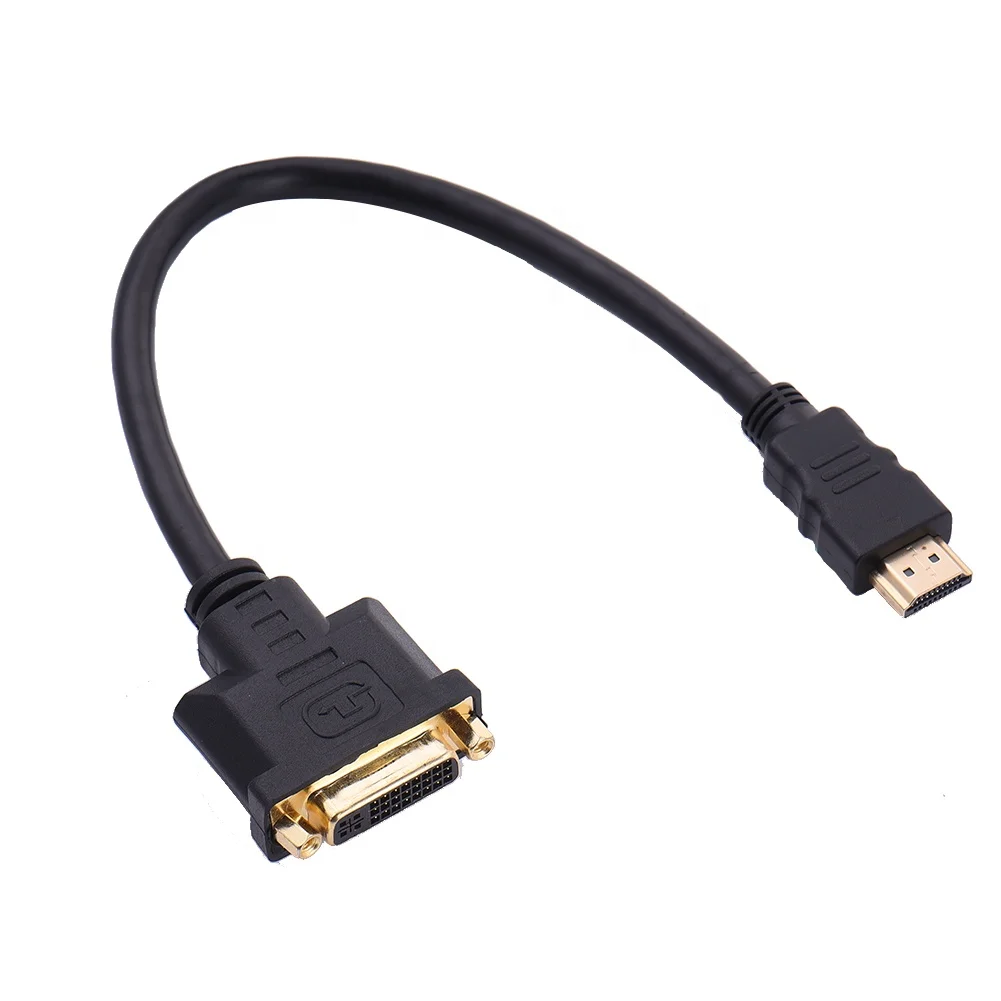 

M/F Male- Female Video Adapter Cord HDMI-compatible To DVI-I 24+5 Cable Video Adapter Cord For PC HDTV DVD LCD Dropshipping, Black