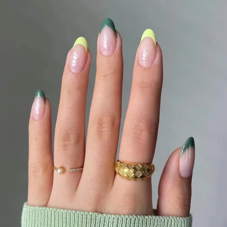 

french Olive green nails artificial press on nail nails supplies salon false