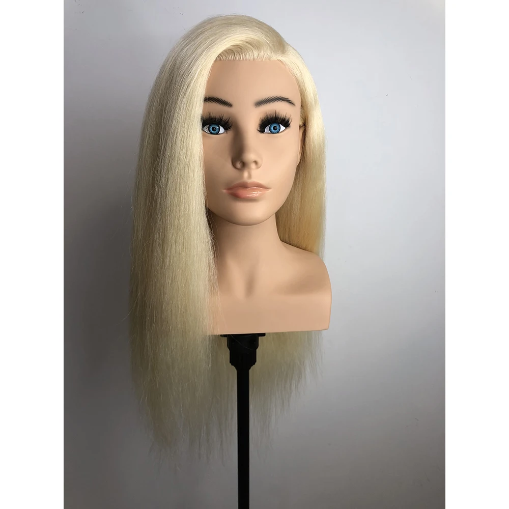 24inch Human Hair Mannequin Head With Shoulder Practicing Styling Training Head Manikin Dummy Doll Head Hair