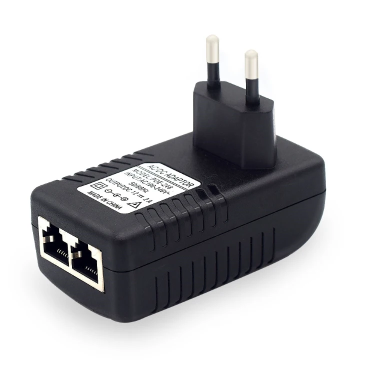 

Poe injector Video surveillance Dc12V 2A plug EU Plug Optional For POE power Adapter for ip poe camera CCTV camears, Black