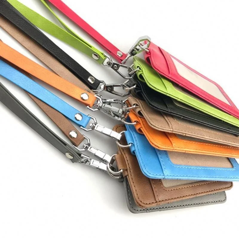 

Top Quality ID Card Holder PU Leather With Lanyard, 7 colors can choose or custom