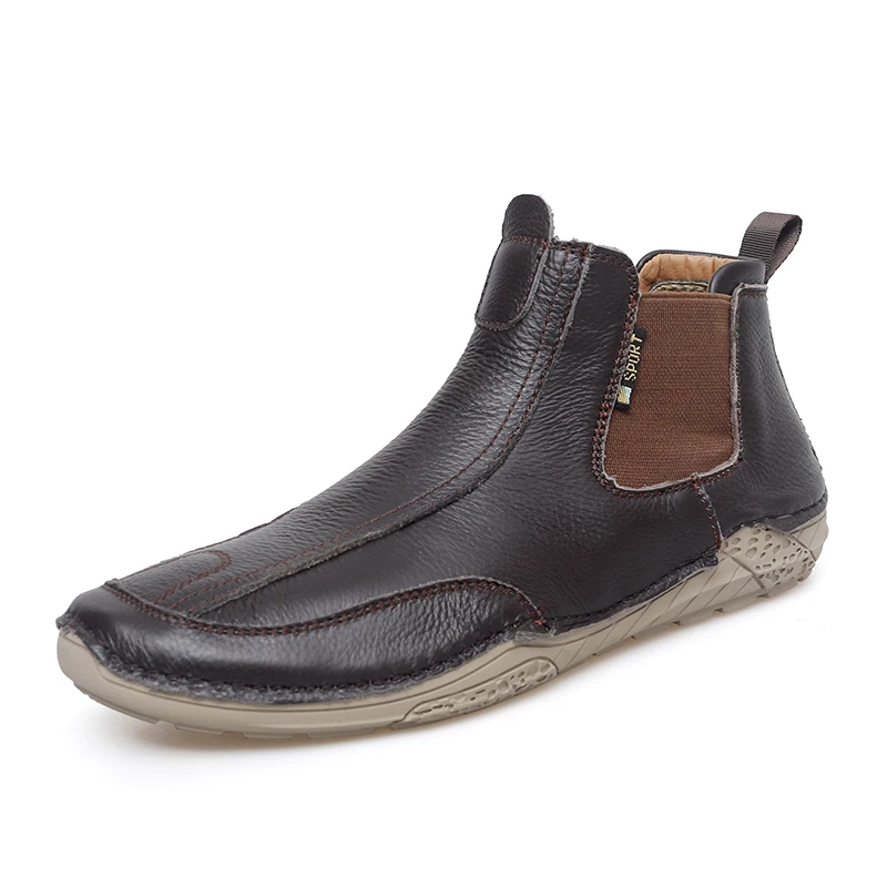Accept OEM Service Custom LOGO Pure Genuine Leather Hand Made Loafer Middle Top Men Octopus Shoes
