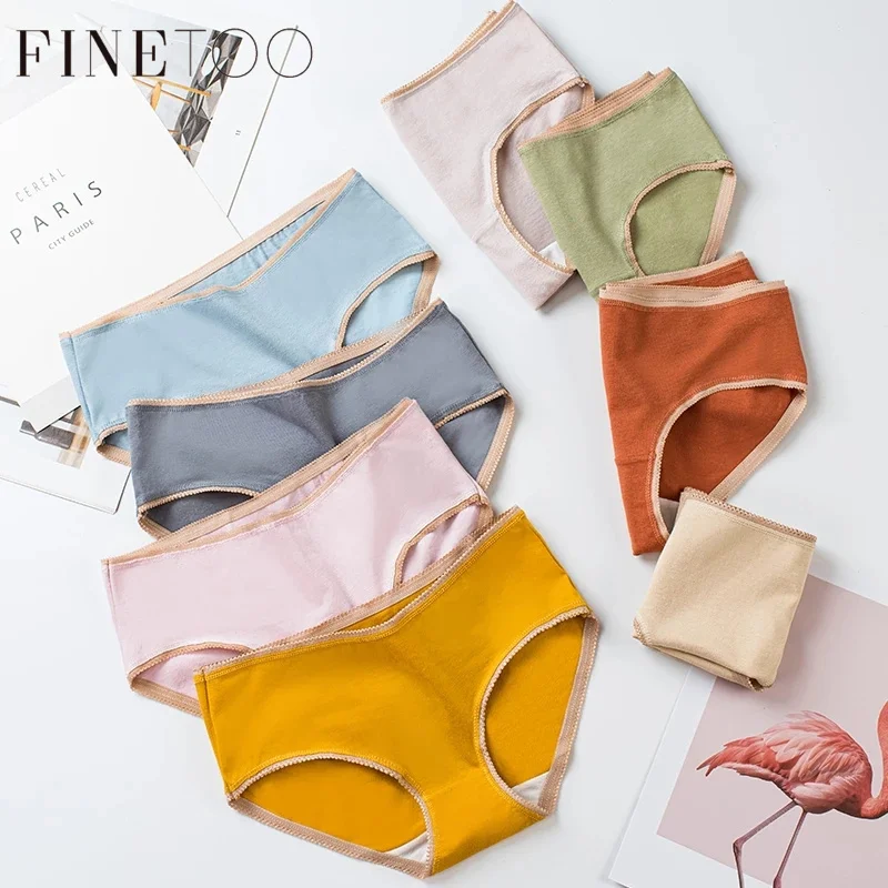 

FINETOO Women Cotton Briefs Ladies Panties Comfortable Underwear Low-rise Female Lingerie With Modest Price