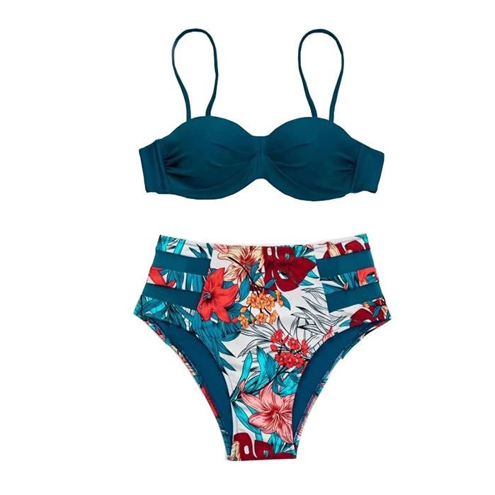 

2021 Summer Sexy Style Women Flower And Tropical Underwire Bikini