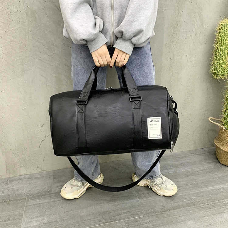 

Personality Fashionable Large Capacity Travel Sport Duffle Bags With Shoe Compartment Custom PU Leather Waterproof Gym Bag