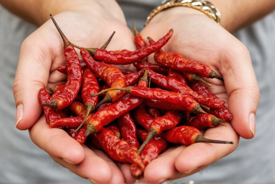 Dried chiles stored in glass jars in a pantry