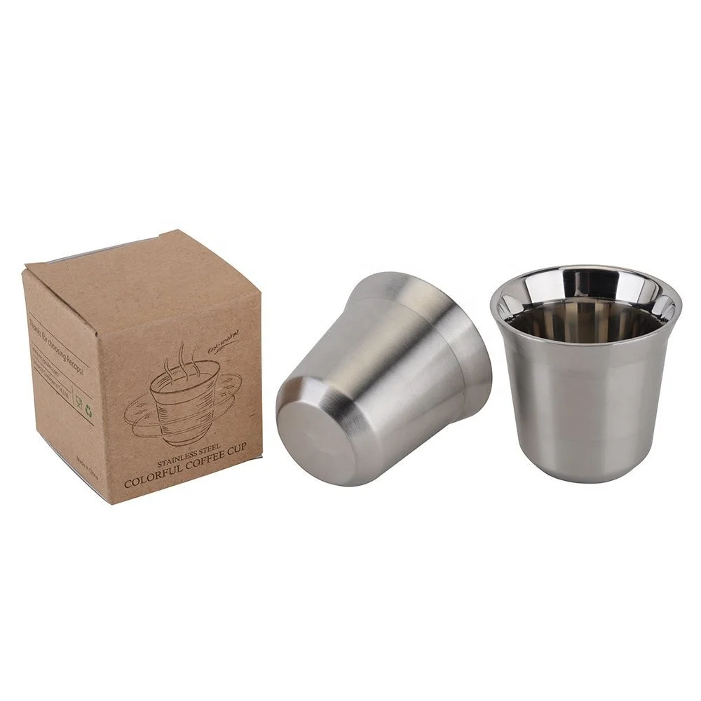 Double Wall Stainless Steel Espresso Cup Insulated Tea Mugs Metal