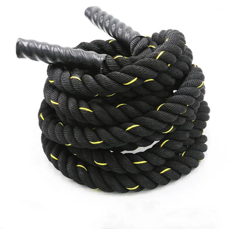 

High Strength Polyester Weighted Exercise Ropes Training Ropes Heavy Fitness Battle Ropes For Muscle Exercises, Black