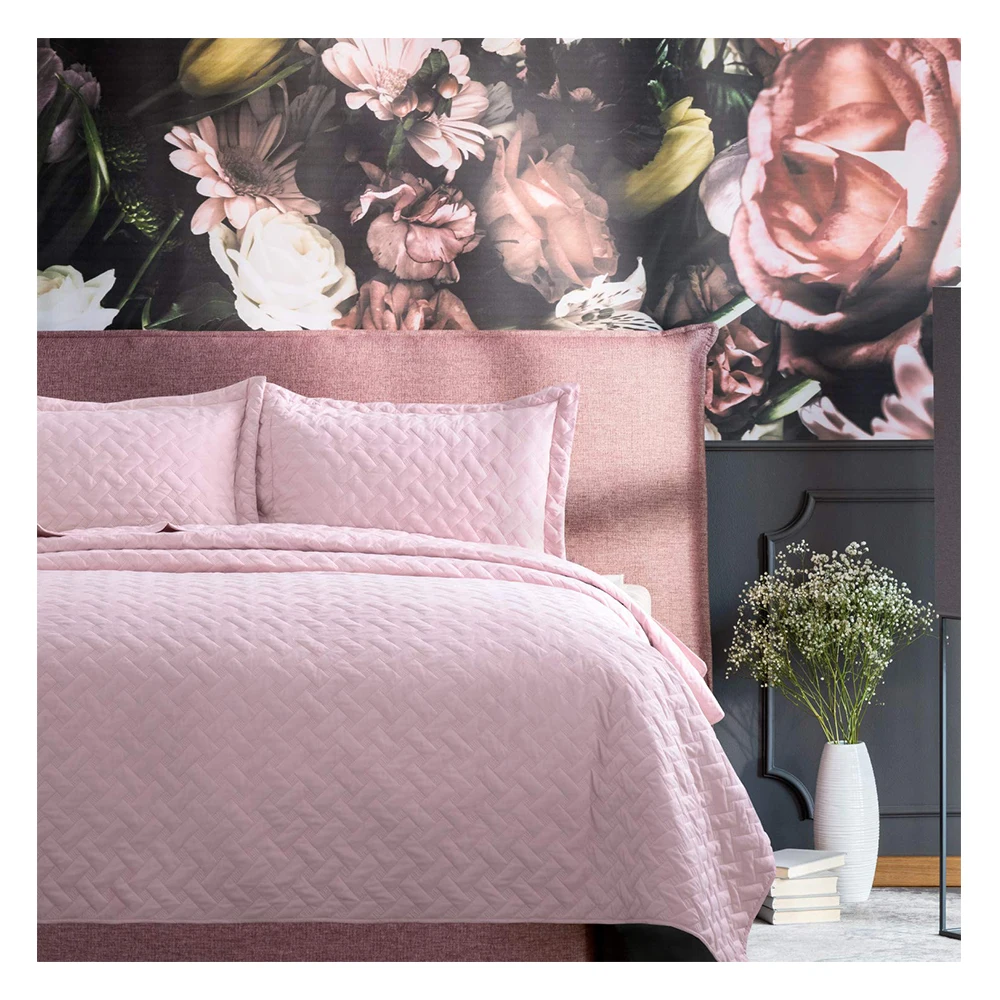 Factory Cheap Price Ultrasonic Bedspread Solid Color Bedding Set Buy