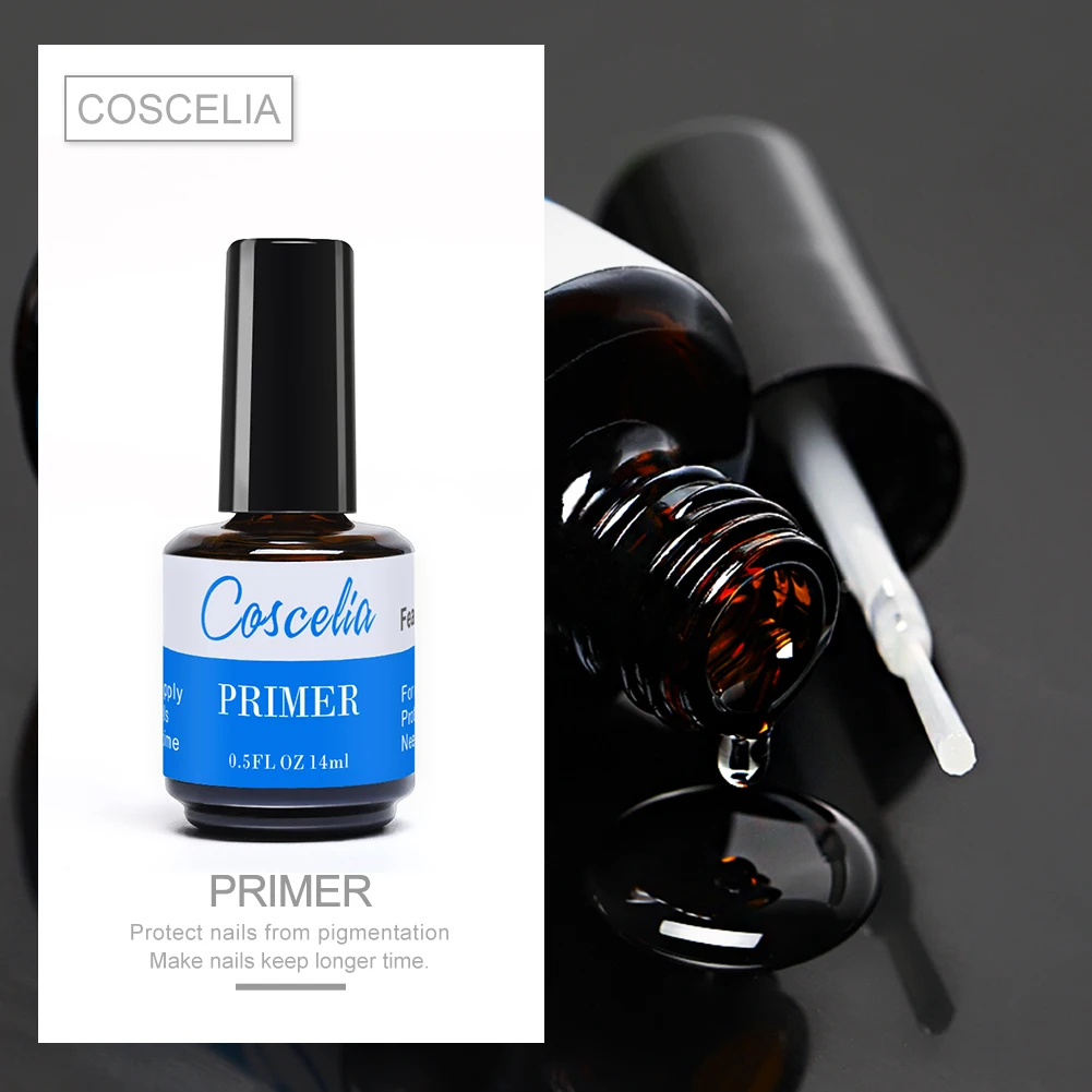 

COSCELIA High Quality Nail Base Coat UV Primer Top Base Coat 14ml Nail ACID-FREE Primer for Acrylic UV Gel Air Dry Private Label, Clear