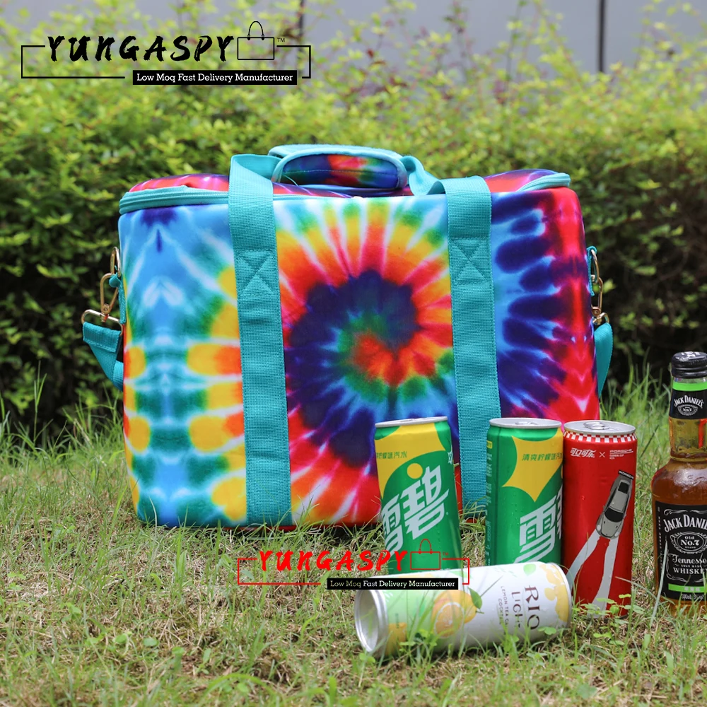 

Hot Sale Beer Durable Insulated Waterproof Tie Dye Sunflower Packing Bag Adjustable Shoulder Strap Large Capacity Cooler Bags, Brown checkered white checkered grey, blue,etc.