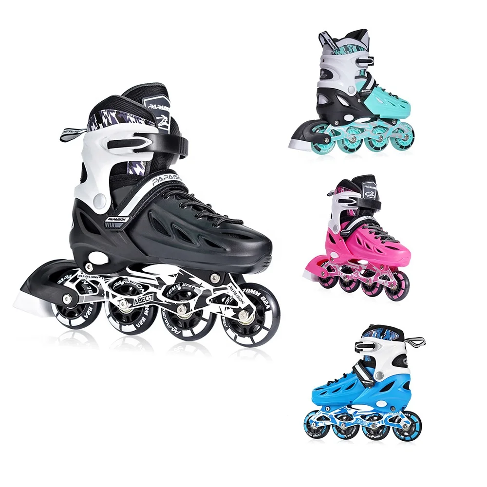 

Popular Hard shell kids junior adult adjustable 4 size light-up wheels inline skates