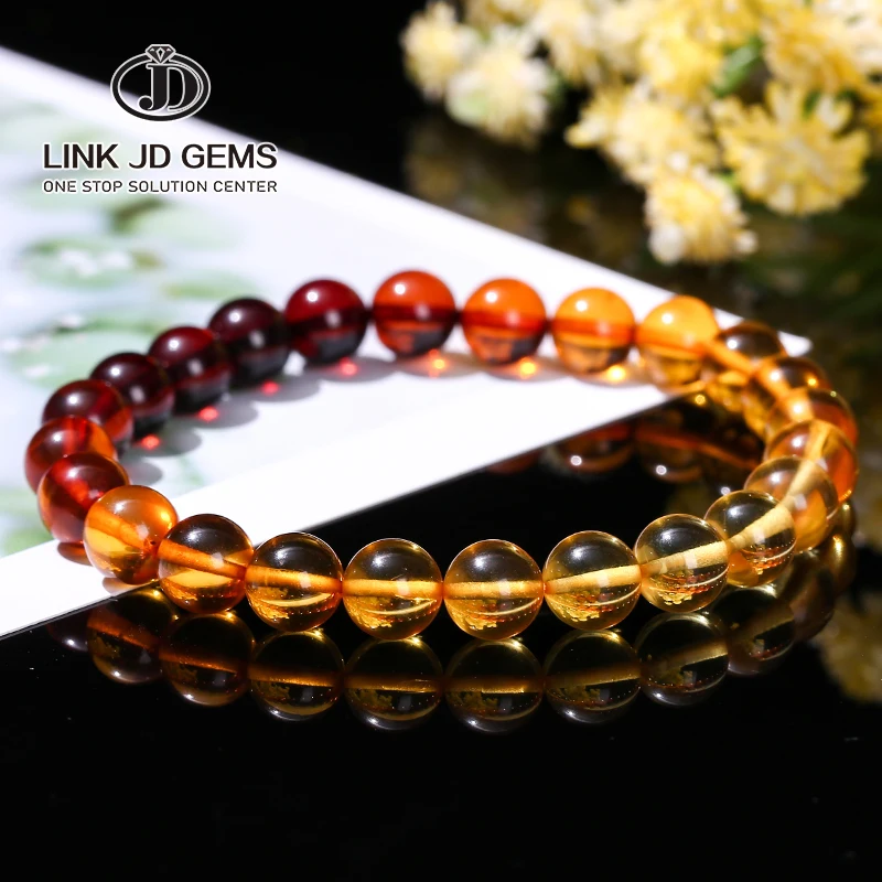 

JD Fine Jewelry Men Women Healing Gemstone Genuine Baltic Ambers Gradient Bracelets Bangles 100% Natural Amber Rainbow Bracelet