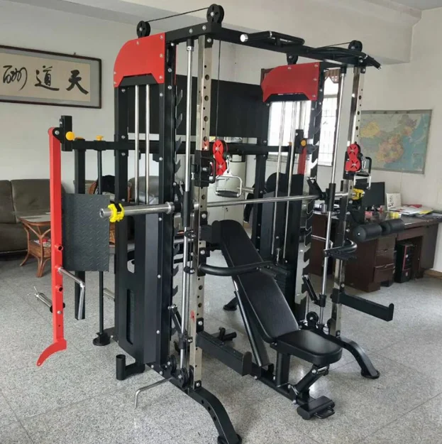 

Factory Directly Sale Commercial Gym Multi Function Equipment Smith Machine Yellow Set Steel Box Wooden Packing Cushion Color, Red/black/yellow/blue