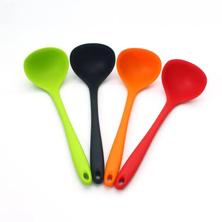 

Factory Price Durable Kitchen Utensil Silicone Ladle Soup Spoon Cookware, Customized color