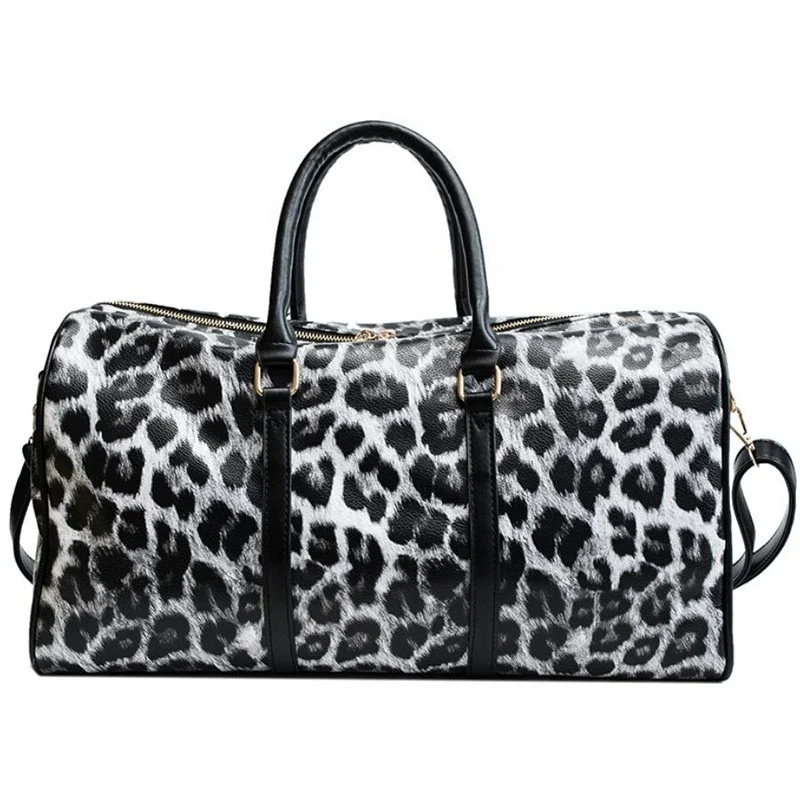 

Leather Leopard Duffle Bag Wholesale Weekender Vintage Personalized Leather Leopard Shoulder Travel Bag, As pics show