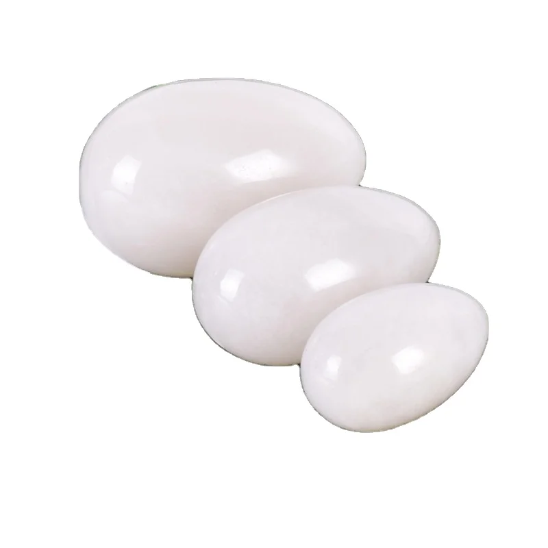 

Factory Supply Natural white jade Crystal Women Sexy Yoni Eggs Massage Nephrite Jade Yoni Egg Set for Women