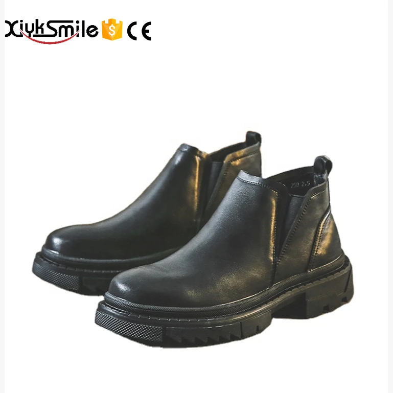 

High quality new black Chelsea Martin boots thick bottom retro round toe shoes boots man