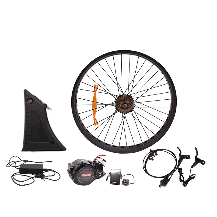 

26 inch fat wheel 1000w bafang mid motor hybrid conversion ebike kit with 48 volt battery, The wheel's color can be customized